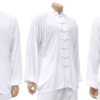 Camiseta de Tai Chi de viscosa y algodón blanco