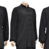 Camiseta de Tai Chi de viscosa y algodón, negra