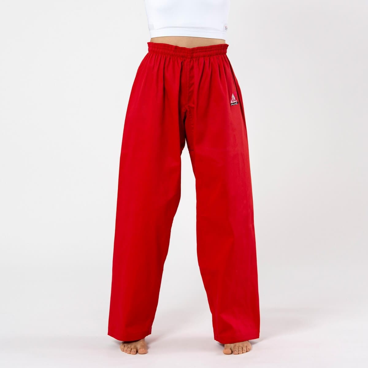Pantalón de entrenamiento de kárate FUJI-MAE azul o rojo 4 Pantalones de entrenamiento de kárate-FUJI-MAE-rojo