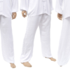 Pantalones de tai chi de viscosa y algodón, blancos