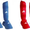 Espinilleras y protectores de pies Adidas para kárate - azul, rojo - WKF