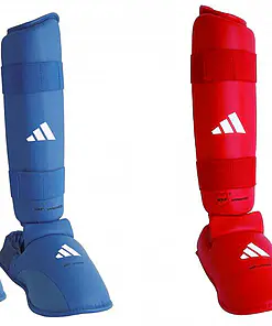 Espinilleras y protectores de pies Adidas para kárate - azul, rojo - WKF