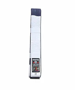 Cinturón NORIS Yoseikan Budo de piqué de algodón blanco y azul
