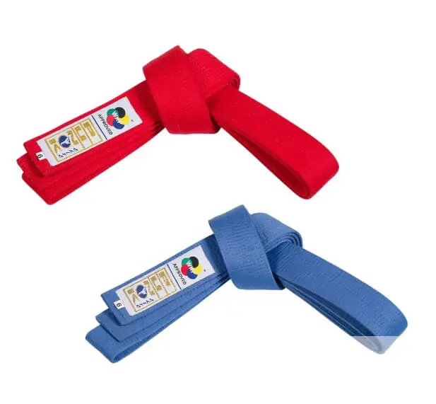 cinturón de competición karate-punok-kumite-azul-rojo-wkf