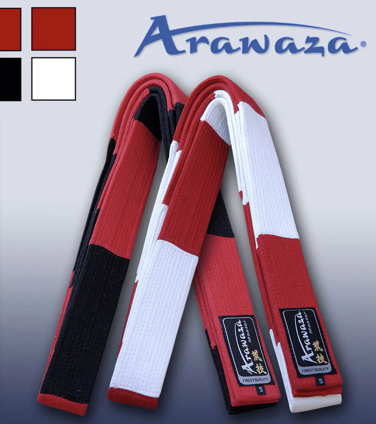 cinturón-karate-master-rojo-blanco-rojo-negro-arawaza-master