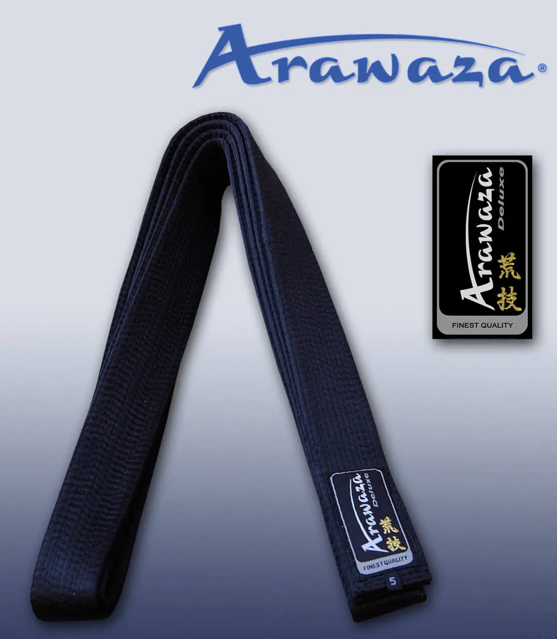 Cinturón negro de kárate ARAWAZA DELUXE de algodón o satén
