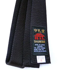 Cinturón de Karate SHUREIDO Negro - Algodón o Seda-Satén - Extra Grande