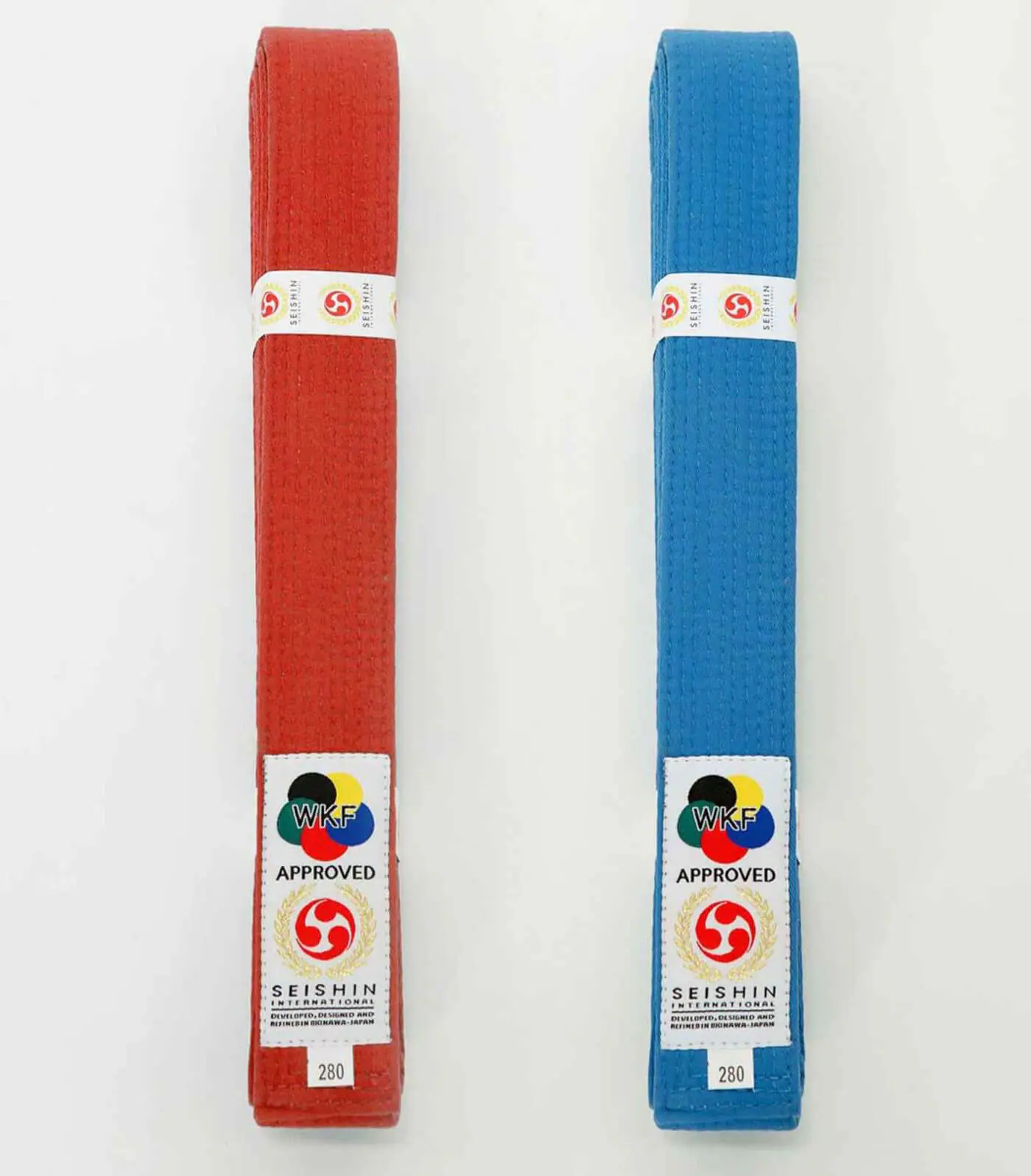 cinturones de competición-seishin-international-wkf-rojo-azul-algodón-top