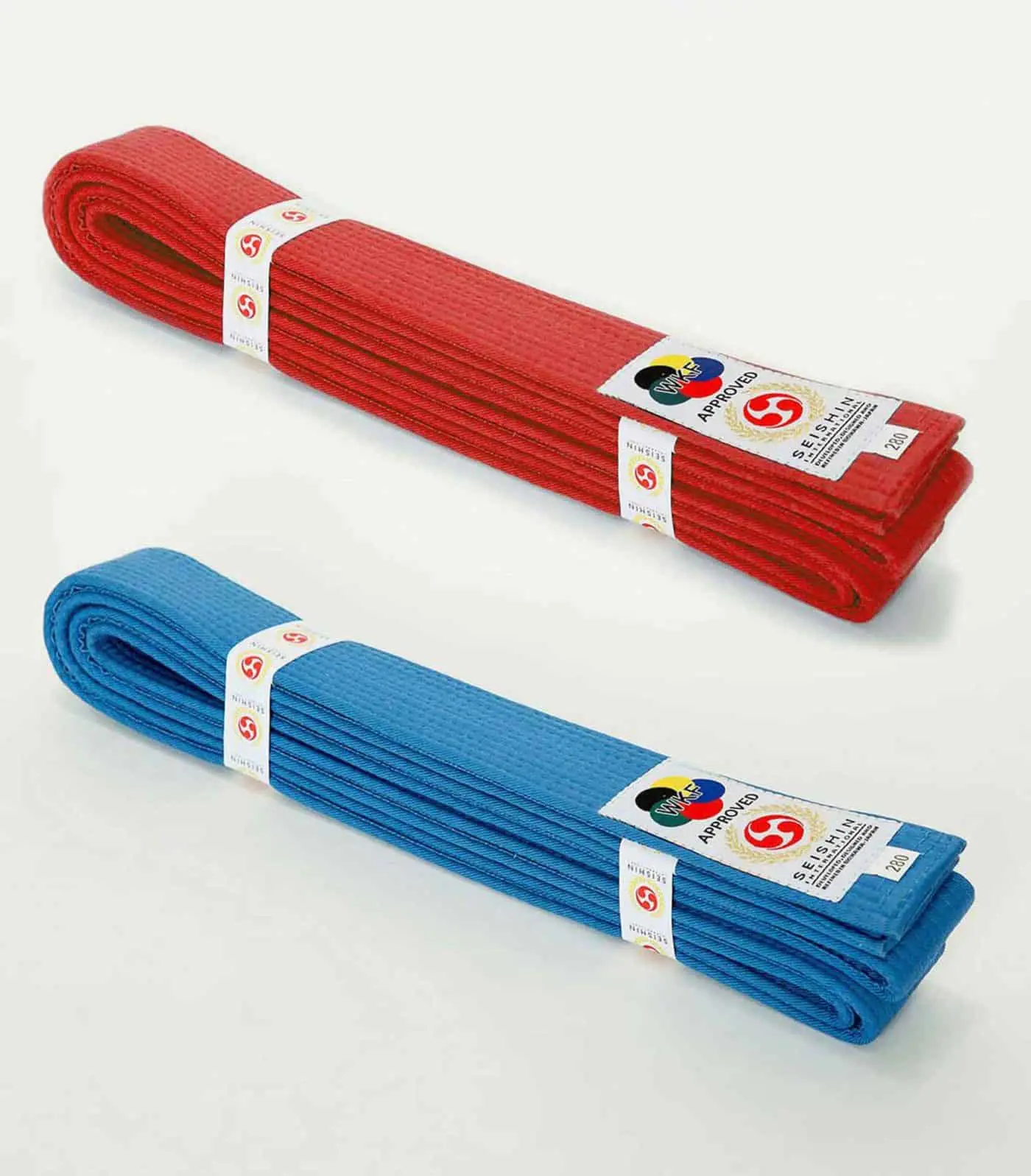 cinturones de competición-seishin-international-wkf-rojo-azul-algodón