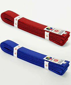 cinturones de competición-seishin-international-wkf-rojo-y-azul-satén