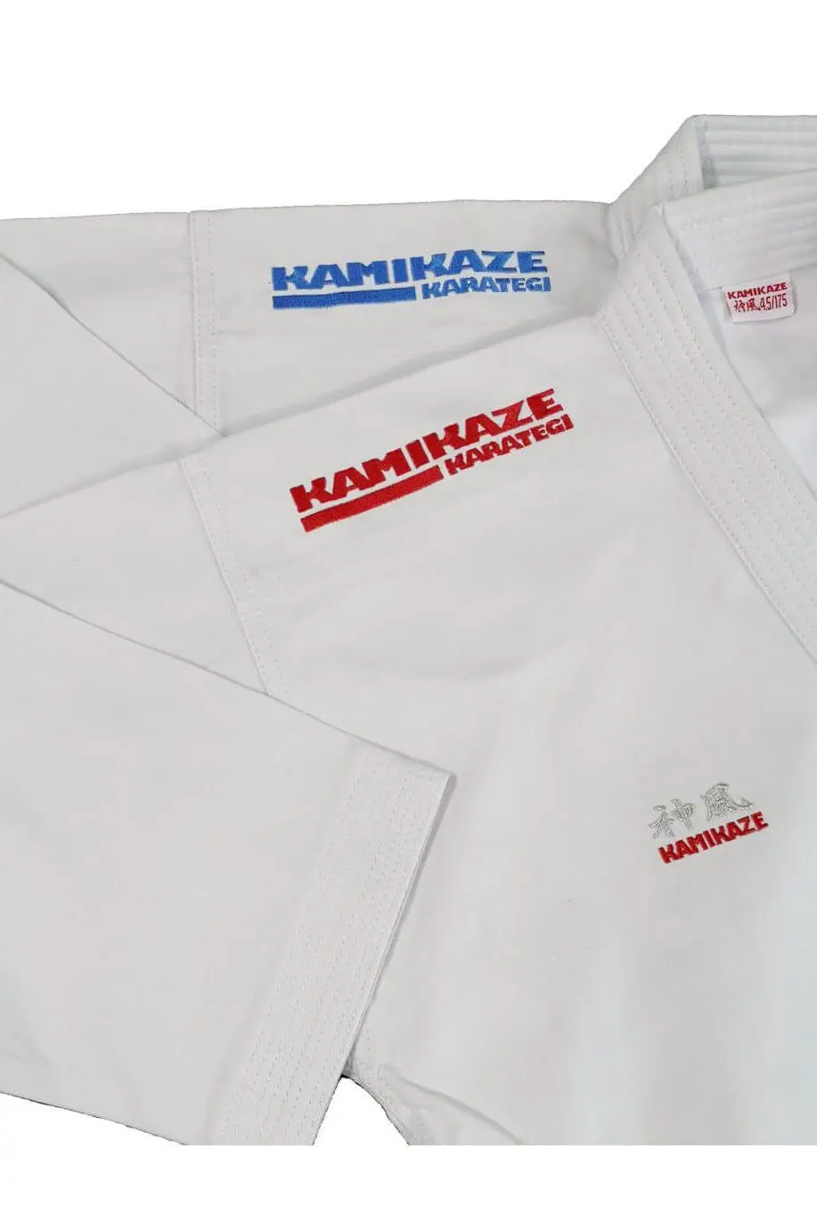 karategi Kamikaze Premier Kata hombros bordados en rojo y azul