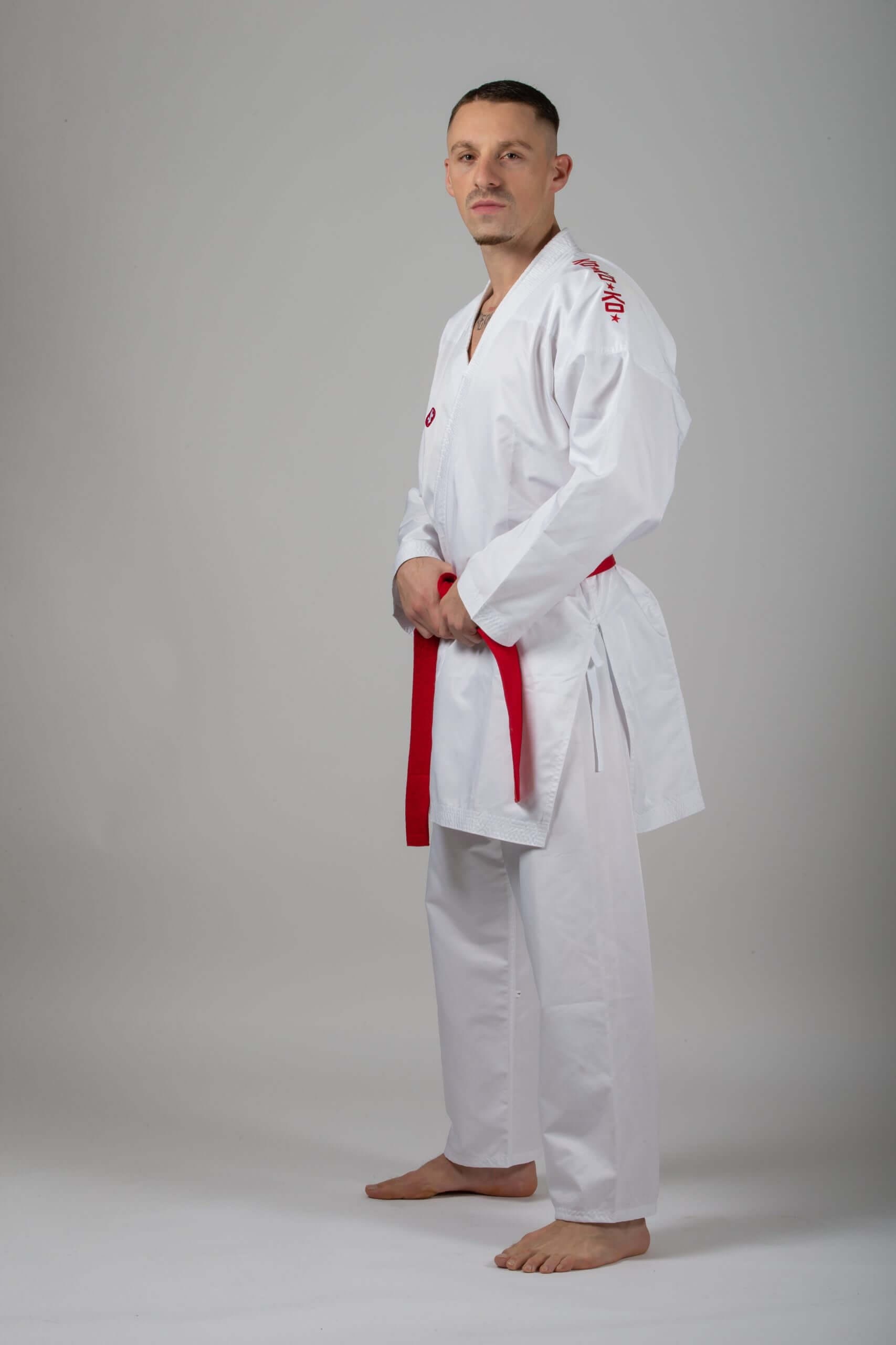 Kimono Karate KO Italia SKIN - Premiere League (conjunto rojo y azul) WKF 4 Ko Italia