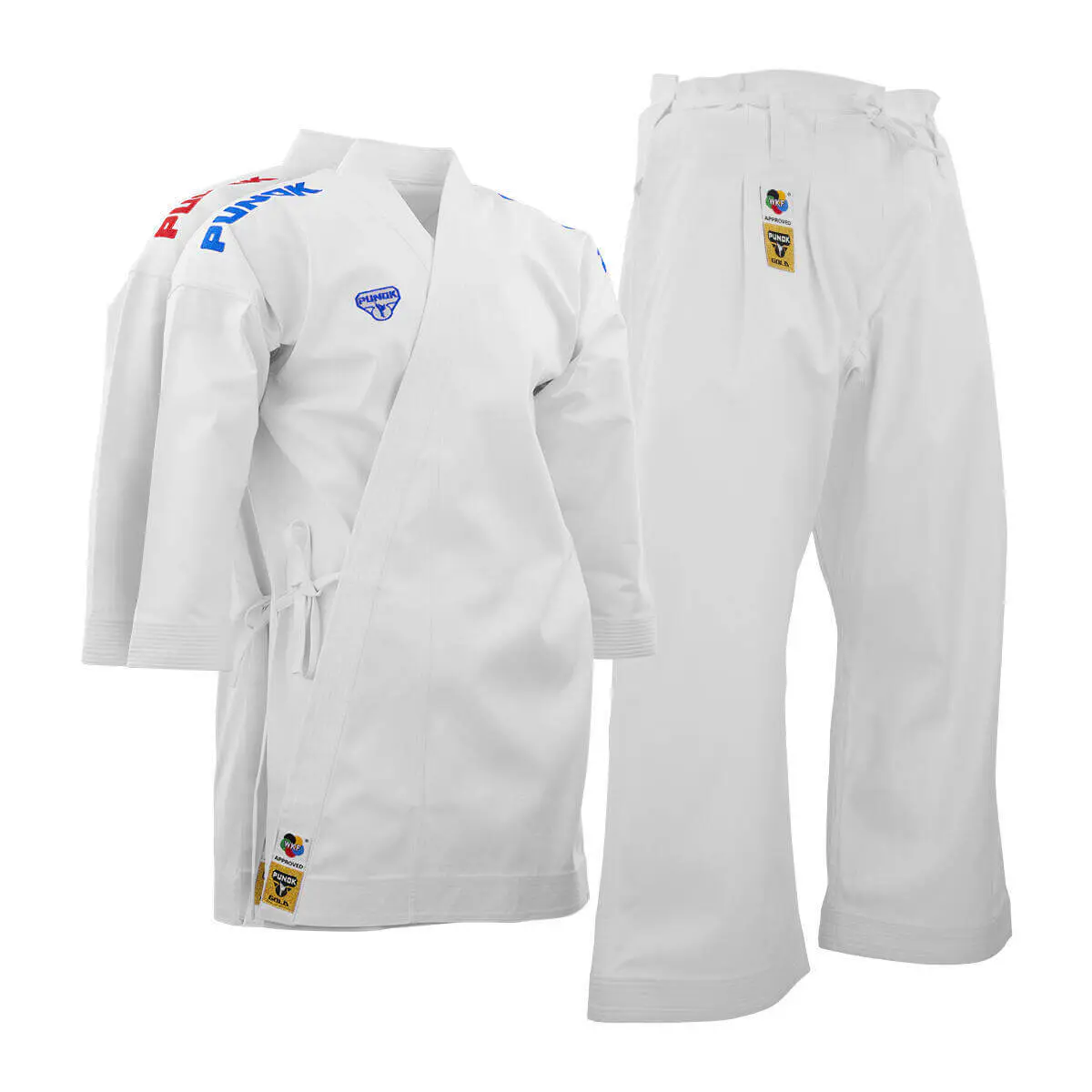 Karategi Punok Kata GOLD de Competición WKF - Conjunto de 3 Piezas 3 Kimono Karate PUNOK WKF Competición Kata Oro 3 piezas