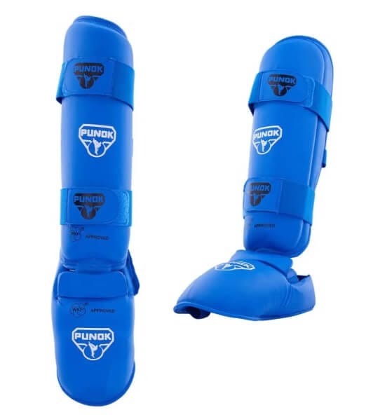 Protector de espinillas y pies de kárate Punok - azul o rojo - WKF 6 karate-punok-shin-y-pies-protectores-azul
