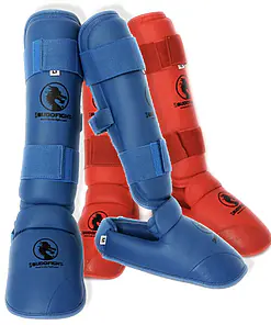 Espinilleras y Protectores de pies BUDO-FIGHT Karate - azul o rojo desmontables-rojo o azul