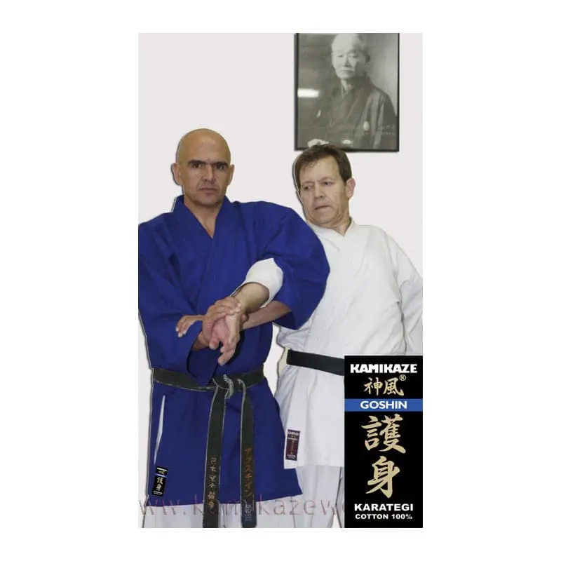 GOSHIN Chaqueta karate-gui Kamikaze - Azul-brazo-clef